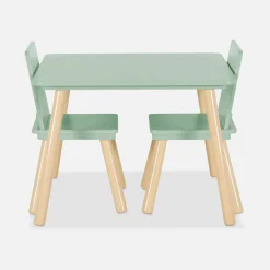 Vierkante kindertafel grenenhout 2 stoelen