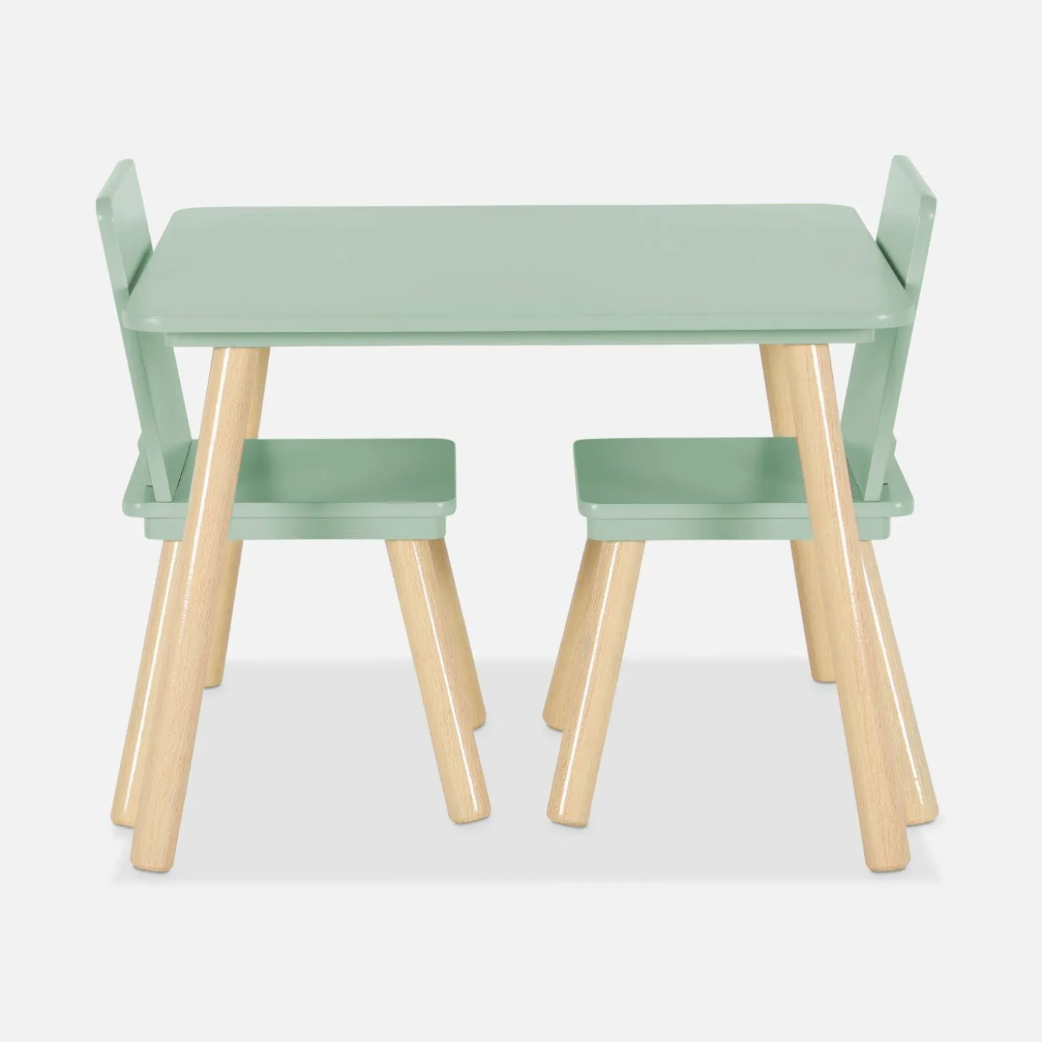 Vierkante kindertafel grenenhout 2 stoelen