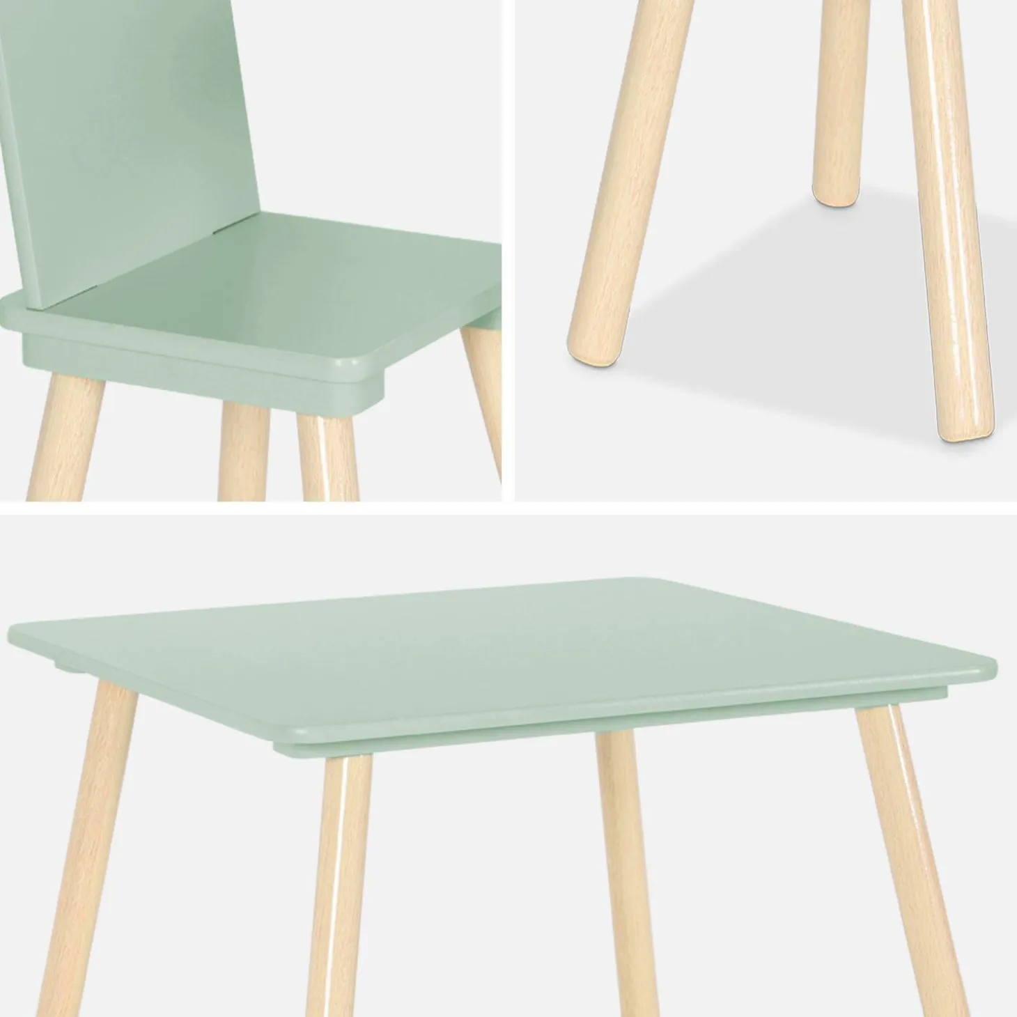 Vierkante kindertafel grenenhout 2 stoelen