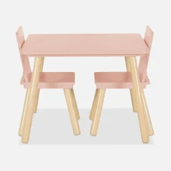 Vierkante kindertafel grenenhout 2 stoelen