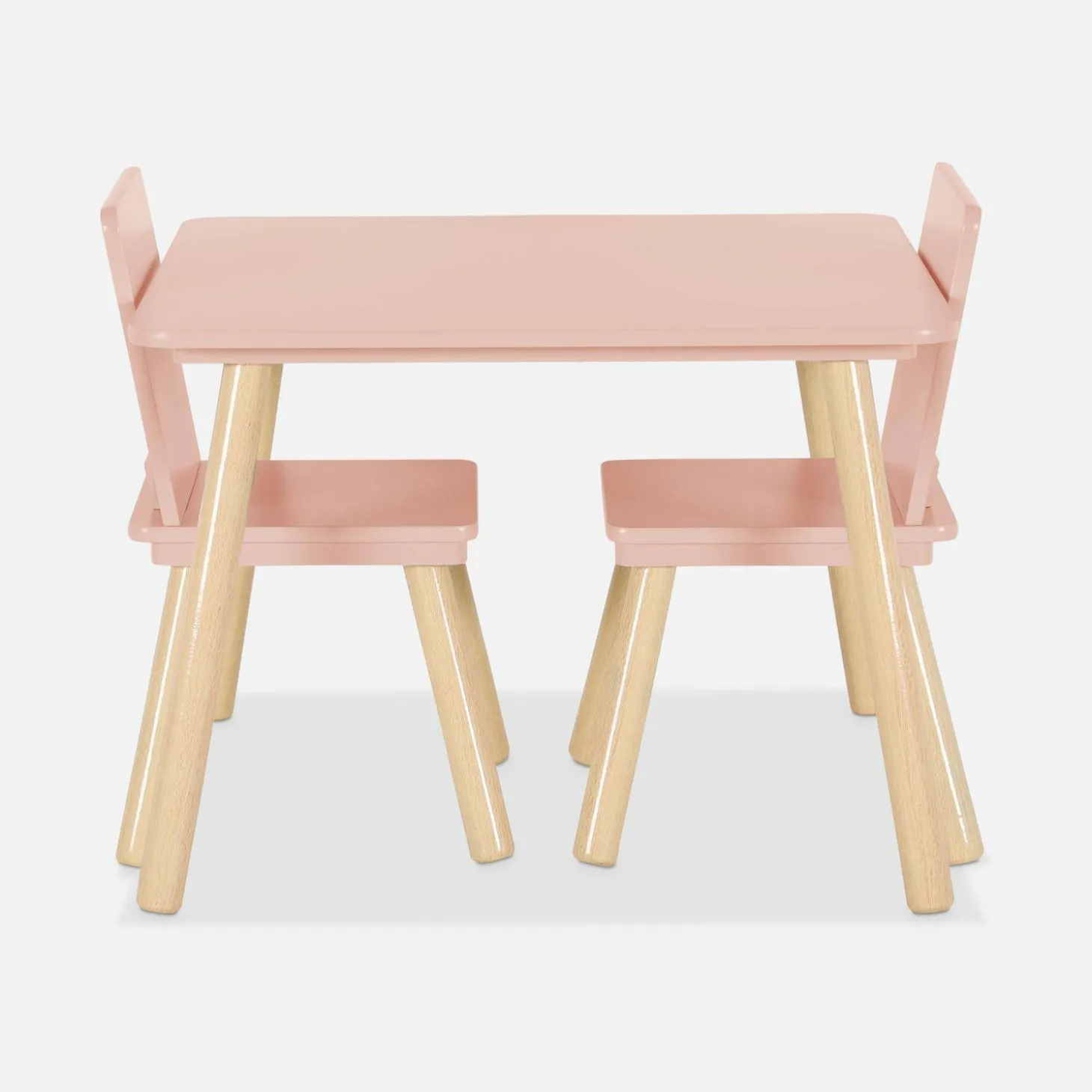 Vierkante kindertafel grenenhout 2 stoelen