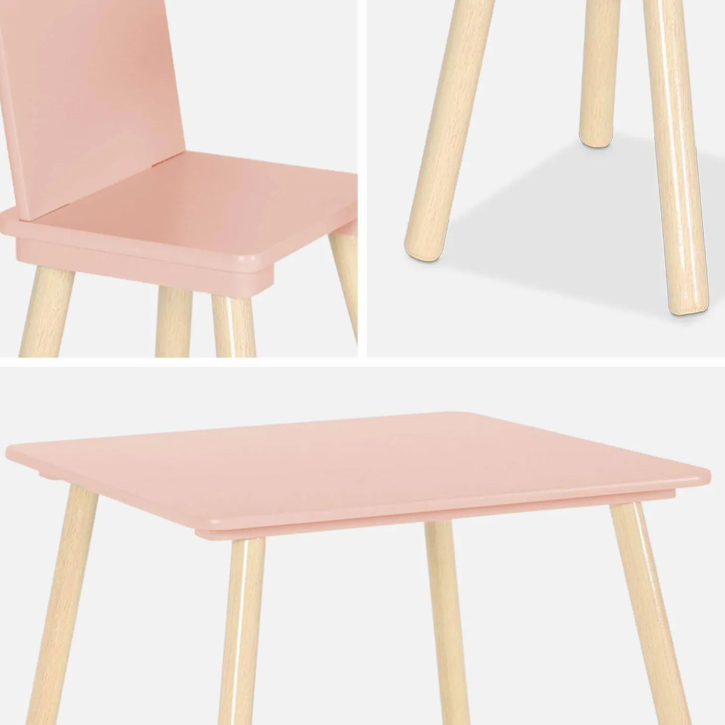 Vierkante kindertafel grenenhout 2 stoelen
