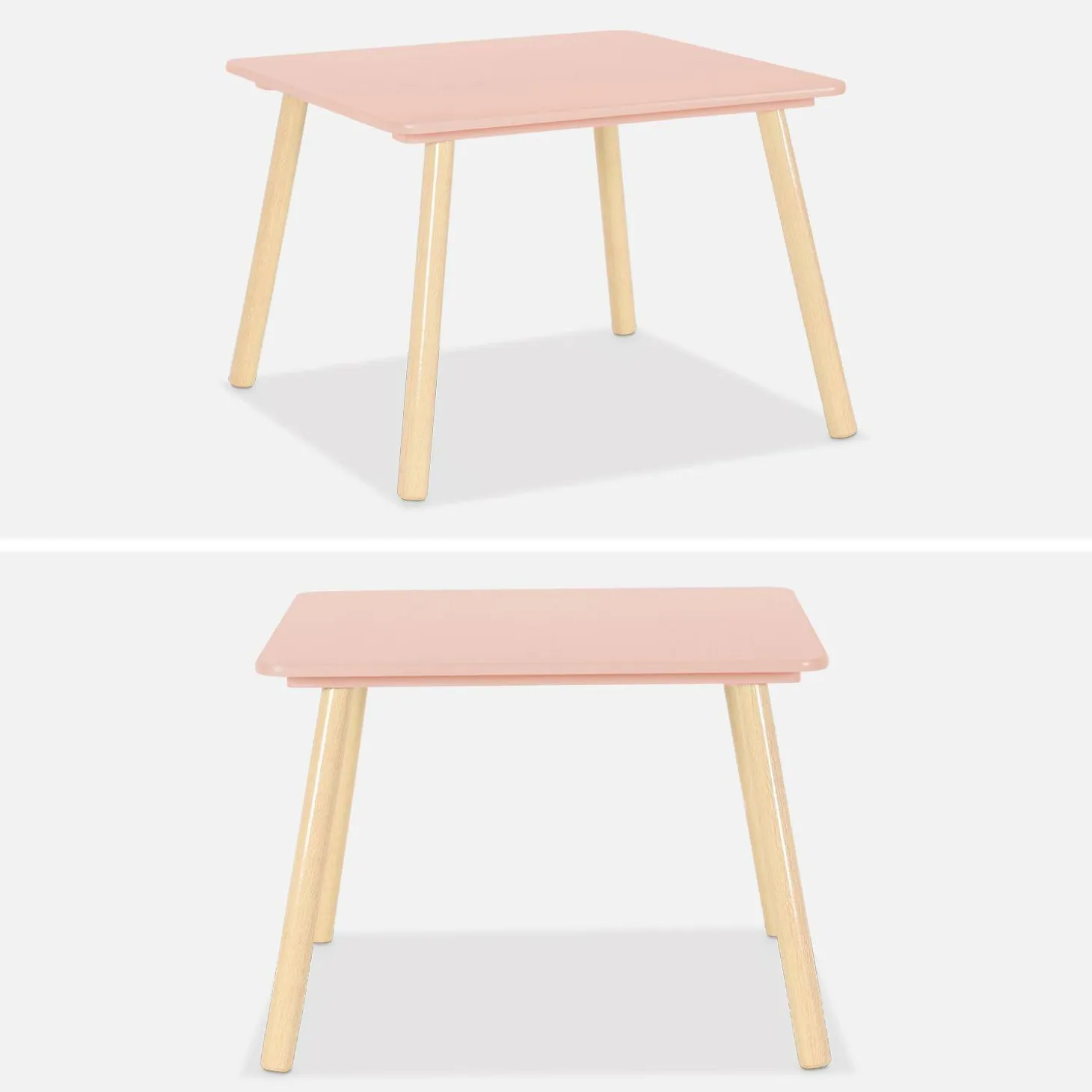 Vierkante kindertafel grenenhout 2 stoelen