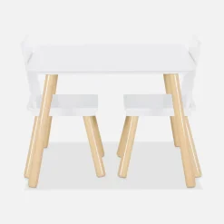 Vierkante kindertafel grenenhout 2 stoelen