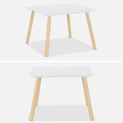 Vierkante kindertafel grenenhout 2 stoelen