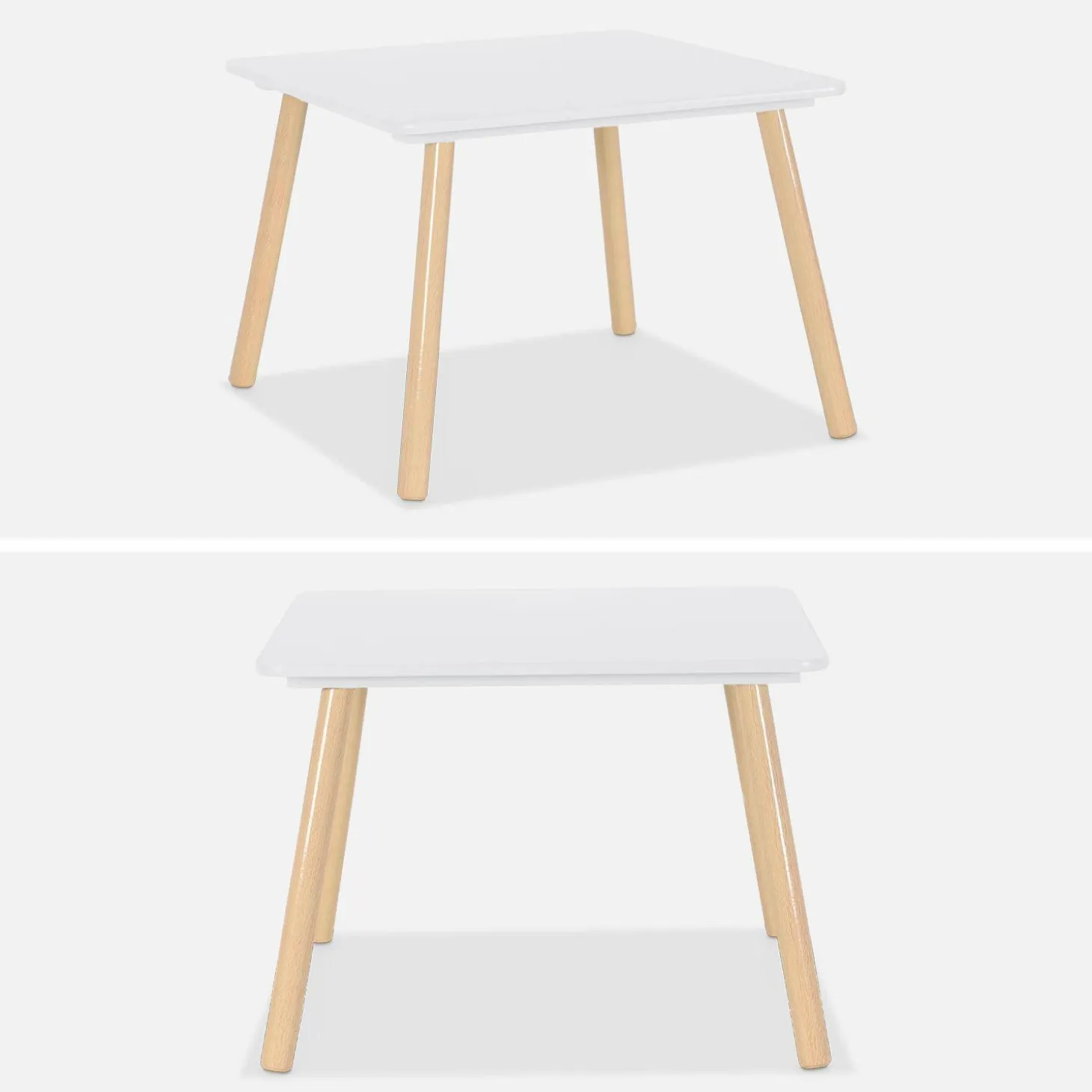 Vierkante kindertafel grenenhout 2 stoelen