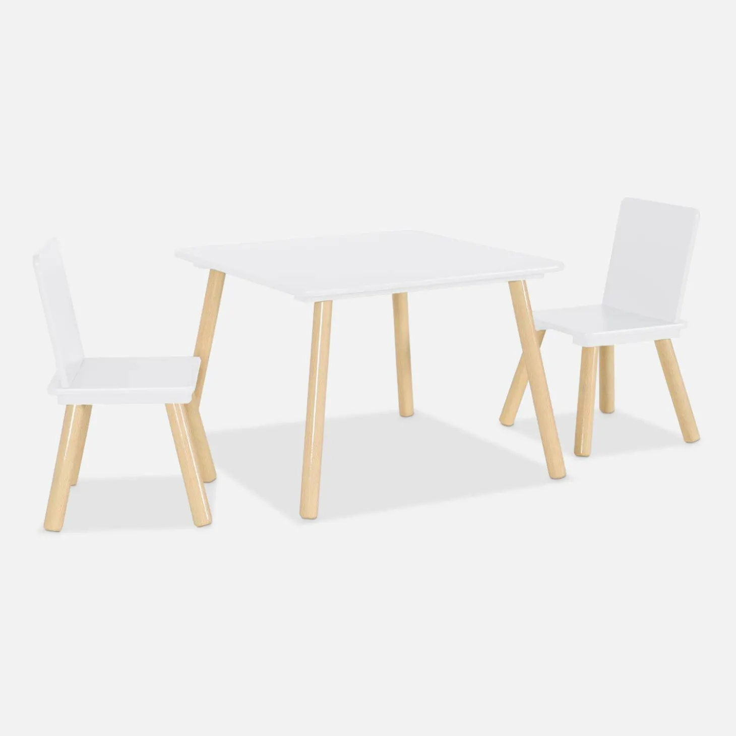 Vierkante kindertafel grenenhout 2 stoelen