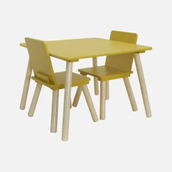 Vierkante kindertafel grenenhout 2 stoelen