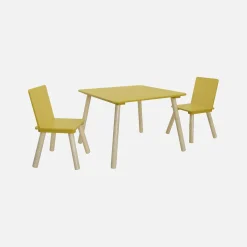 Vierkante kindertafel grenenhout 2 stoelen