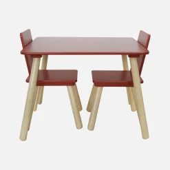 Vierkante kindertafel grenenhout 2 stoelen