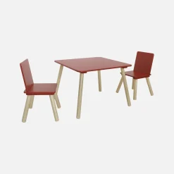 Vierkante kindertafel grenenhout 2 stoelen