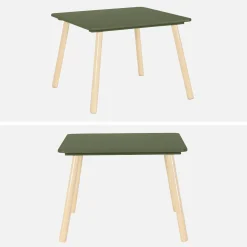 Vierkante kindertafel grenenhout 2 stoelen