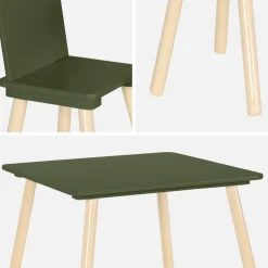 Vierkante kindertafel grenenhout 2 stoelen