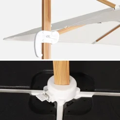 Vierkante offset parasol 3x3m, paal met houteffect