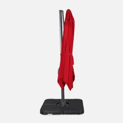Vierkante offset parasol 3x3m + set van 4 verzwaarde tegels 50x50cm
