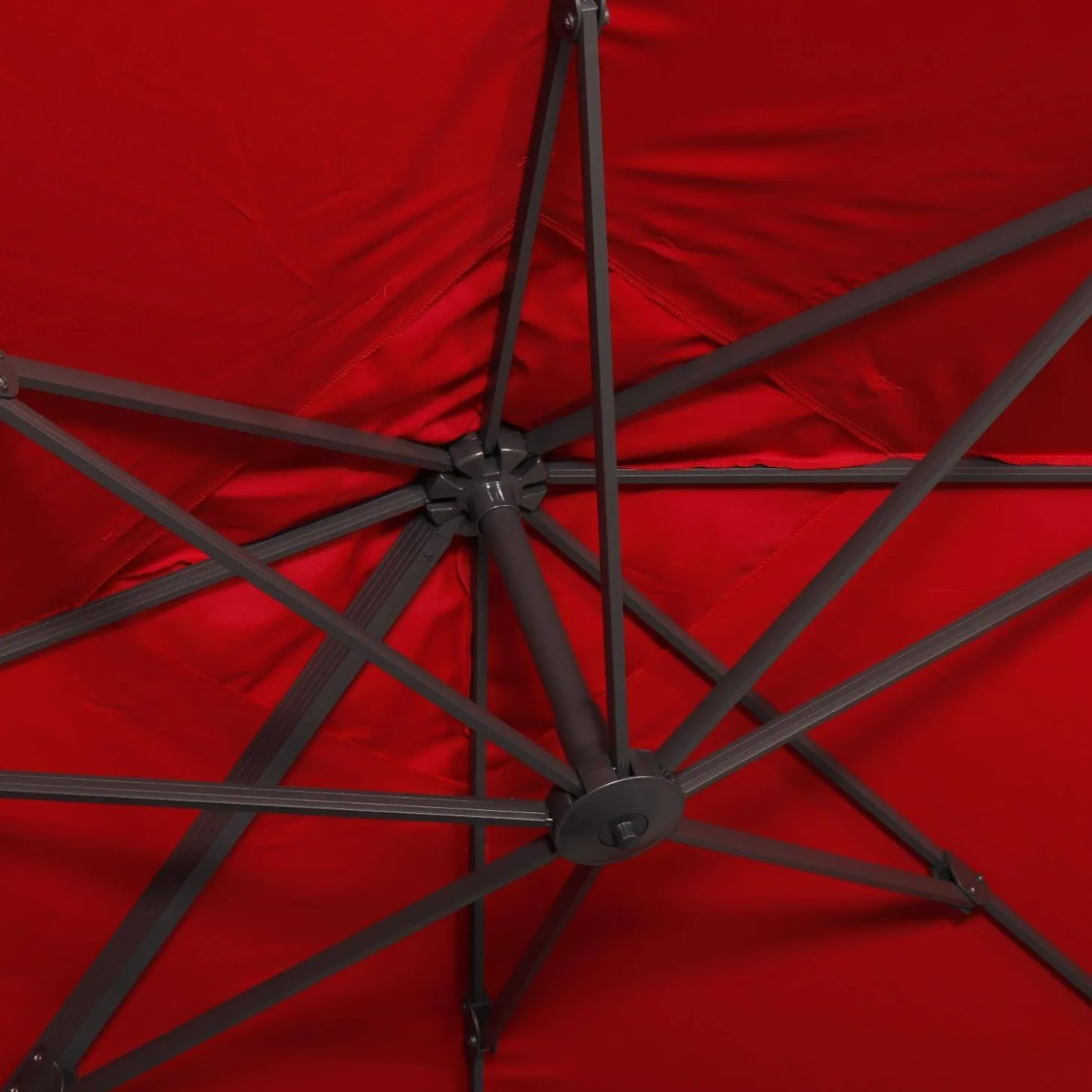 Vierkante offset parasol 3x3m + set van 4 verzwaarde tegels 50x50cm
