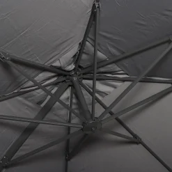 Vierkante offset parasol 3x3m + set van 4 verzwaarde tegels 50x50cm