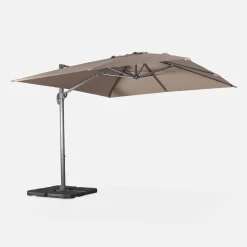 Vierkante offset parasol 3x3m + set van 4 verzwaarde tegels 50x50cm