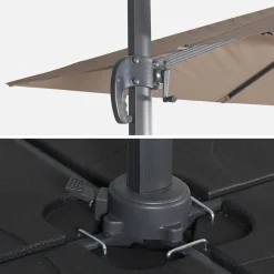 Vierkante offset parasol 3x3m + set van 4 verzwaarde tegels 50x50cm