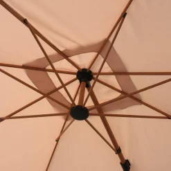Vierkante parasol 3x3m, mast met houtlook