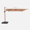 Vierkante zweefparasol 3x3m met houteffect mast + ballasttegels 50x50cm