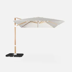 Vierkante zweefparasol 3x3m + set van 4 verzwaarde tegels 50x50cm