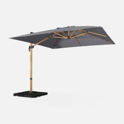 Vierkante zweefparasol 3x3m + set van 4 verzwaarde tegels 50x50cm