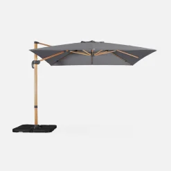 Vierkante zweefparasol 3x3m + set van 4 verzwaarde tegels 50x50cm