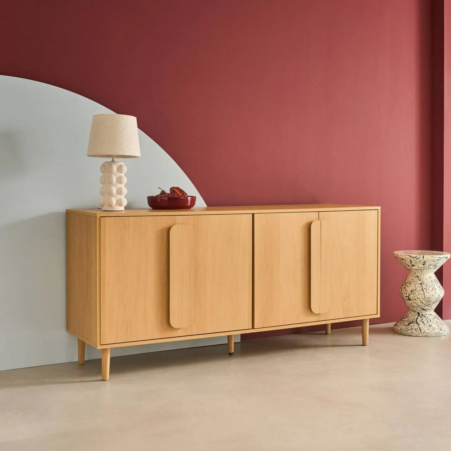 Vintage dressoir houtdecor 4 deuren 160cm