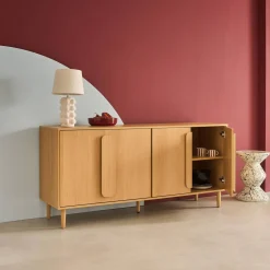 Vintage dressoir houtdecor 4 deuren 160cm