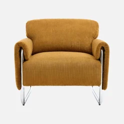 Vintage fauteuil van corduroy met chromen frame