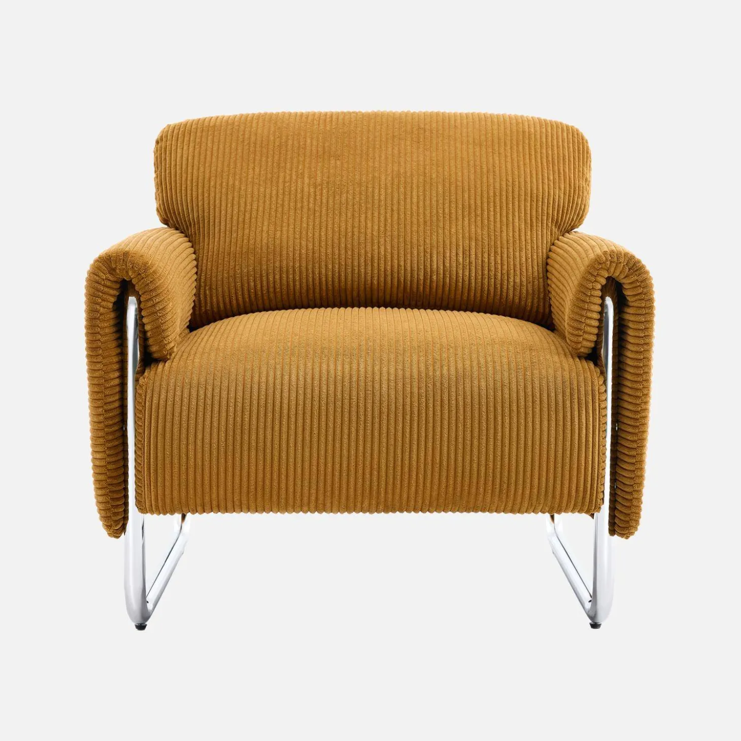 Vintage fauteuil van corduroy met chromen frame