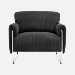 Vintage fauteuil van corduroy met chromen frame