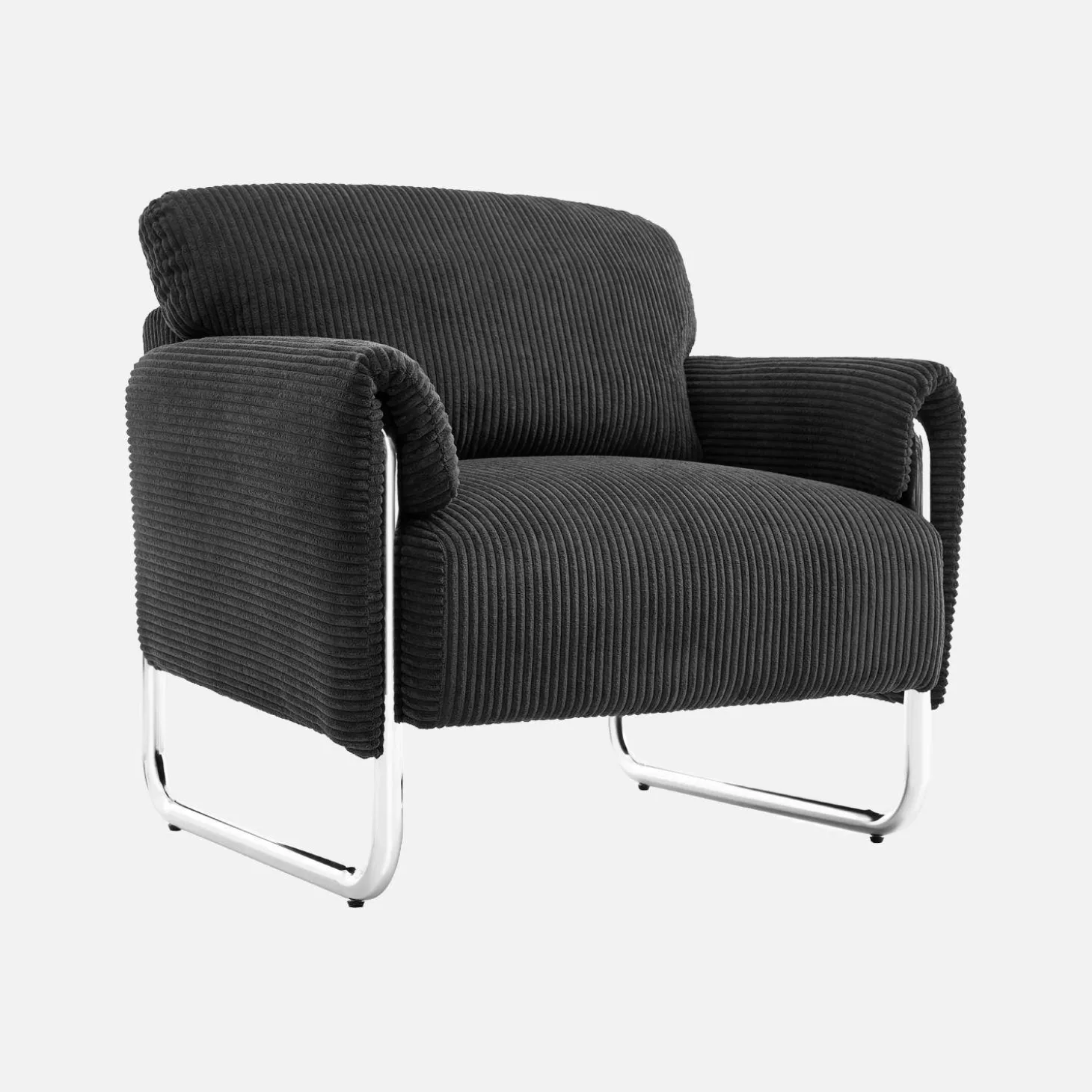 Vintage fauteuil van corduroy met chromen frame