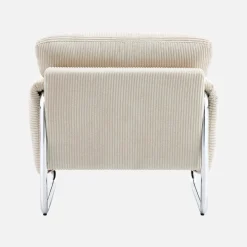 Vintage fauteuil van corduroy met chromen frame