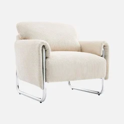 Vintage fauteuil van corduroy met chromen frame