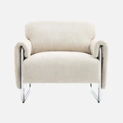 Vintage fauteuil van corduroy met chromen frame