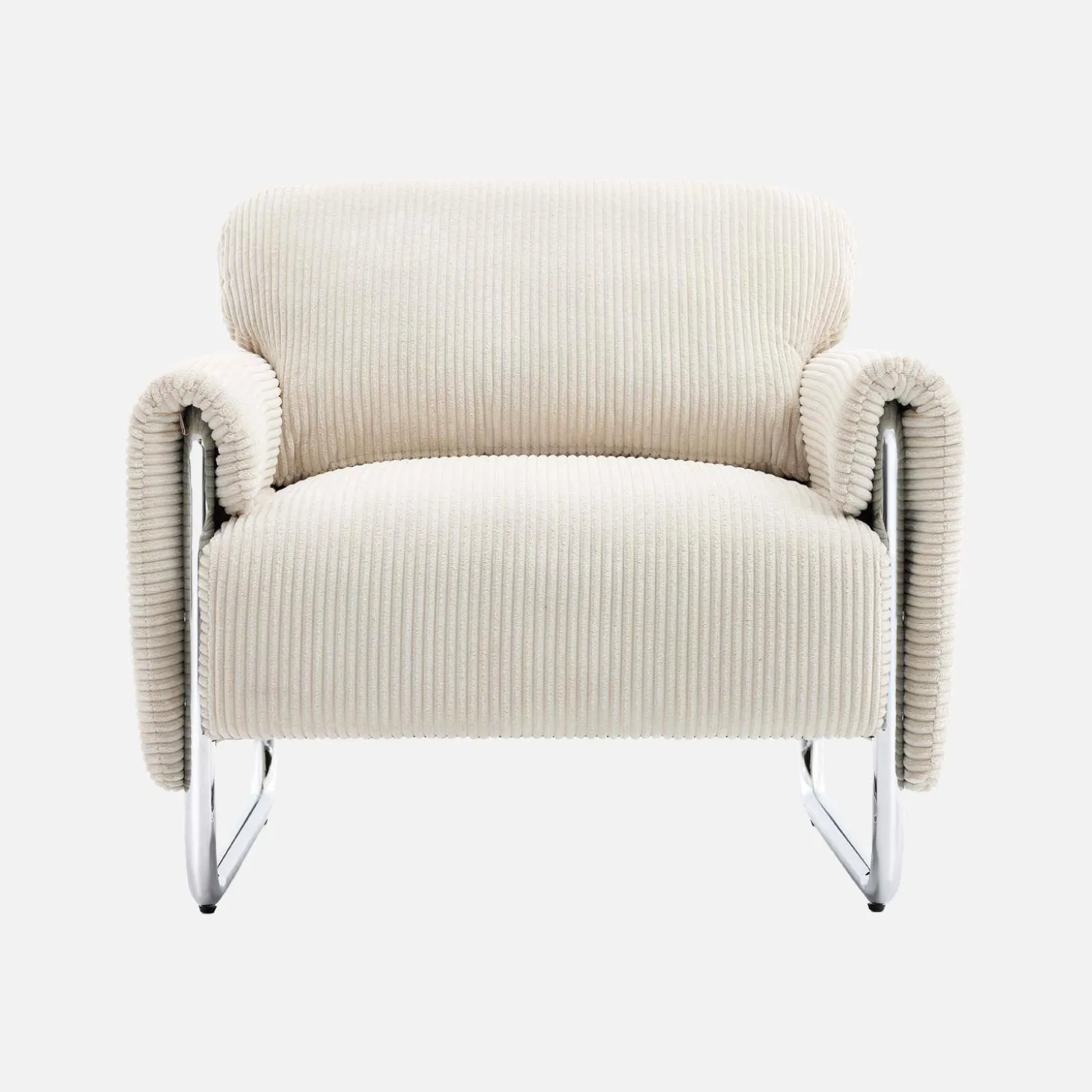 Vintage fauteuil van corduroy met chromen frame