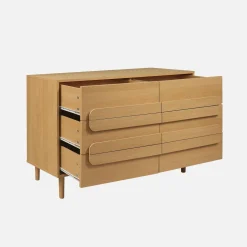 Vintage ladekast houtdecor 6 lades 120cm