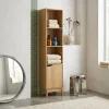 Vintage opbergkolom houtdecor 3 vakken 1 deur