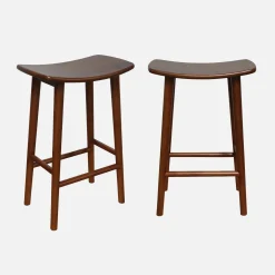 Vintage rubberhouten barkruk (set van 2)