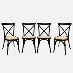 Vintage rubberhouten bistrostoelen (set van 4)