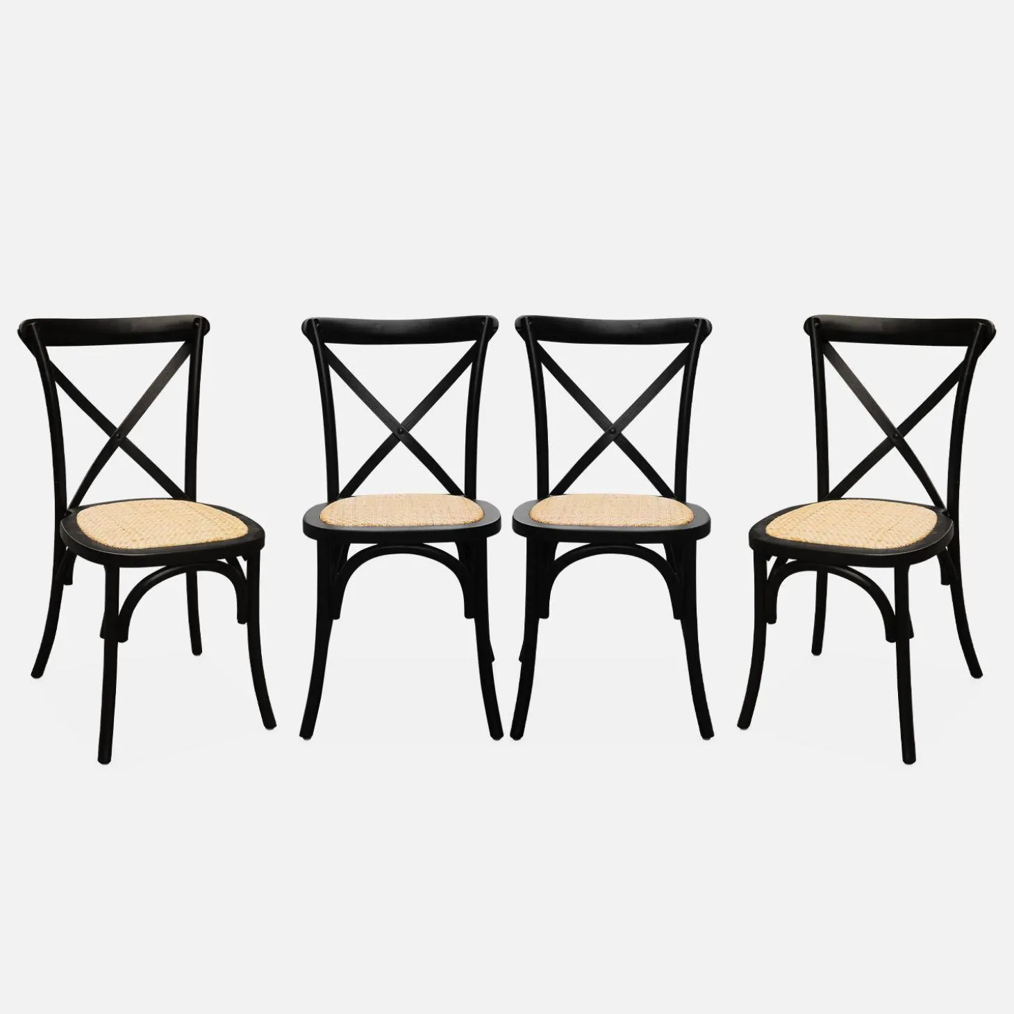 Vintage rubberhouten bistrostoelen (set van 4)
