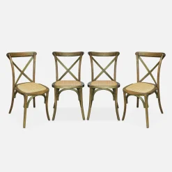 Vintage rubberhouten bistrostoelen (set van 4)