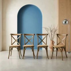 Vintage rubberhouten bistrostoelen (set van 4)