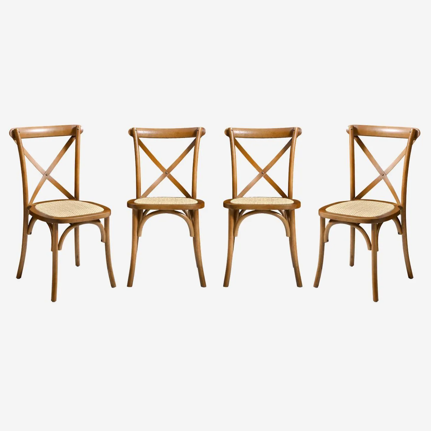 Vintage rubberhouten bistrostoelen (set van 4)