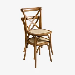 Vintage rubberhouten bistrostoelen (set van 4)