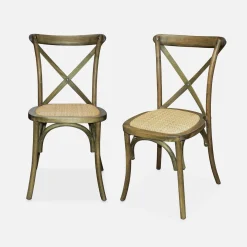 Vintage rubberhouten bistrostoelen (set van 2)