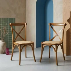 Vintage rubberhouten bistrostoelen (set van 2)