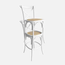 Vintage rubberhouten bistro barkrukken met voetensteun (set van 2)